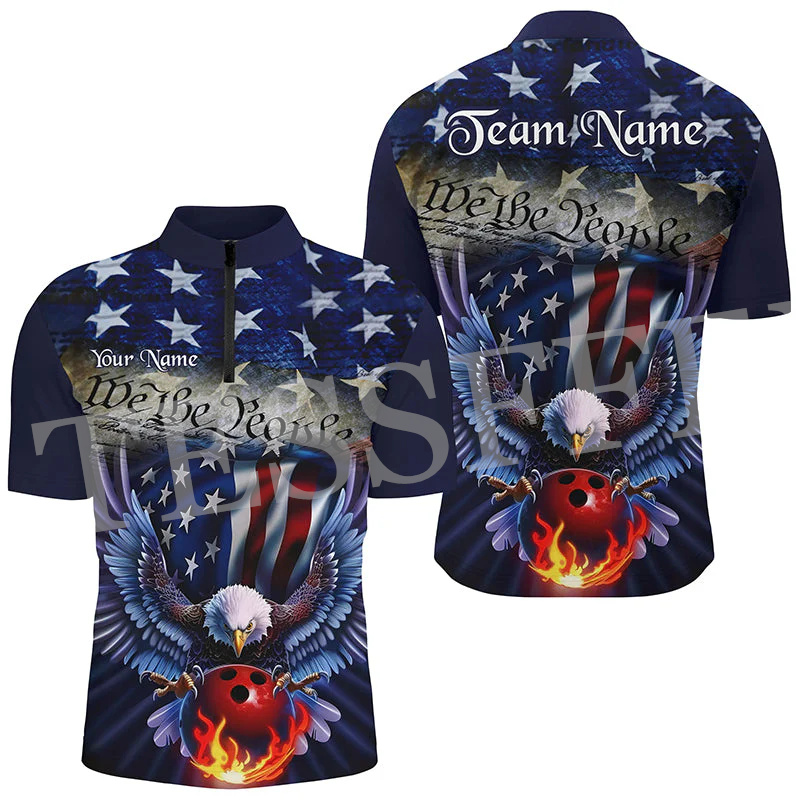 Short Sleeve Bowling Shirt Retro - カスタマイズされた名前のジッパー付きポロジャージーシャツ,レトロなグラフィティ,ヴィンテージの3Dプリント,ボウリングフレームタトゥー,原宿,夏,x5