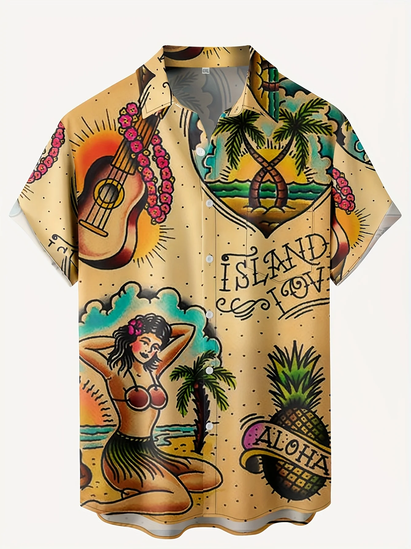 Vintage Hawaiian Floral Shirt - マルチスタイル伝統的なオールドスクールタトゥープリントハワイアンシャツメンズアロハビーチ半袖オーバーサイズトップス