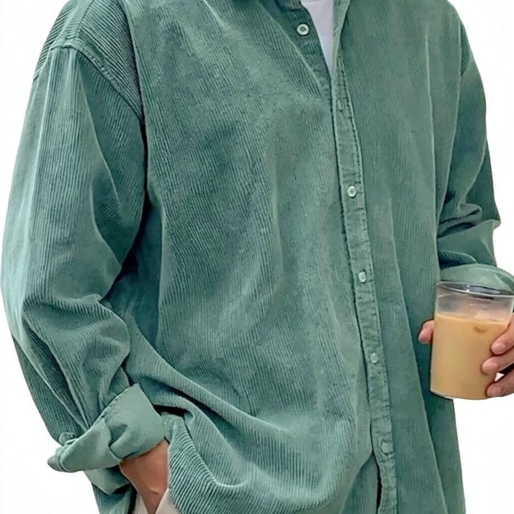 メンズ コーデュロイシャツ 長袖 カジュアル ゆったりとした - Corduroy Button Up Shirt Men のレビューと価格