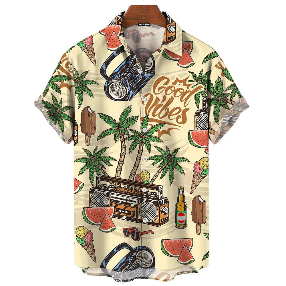 メンズ レトロ サマー グッドバイブス ハワイアンシャツ カ - Vintage Hawaiian Floral Shirt のレビューと価格