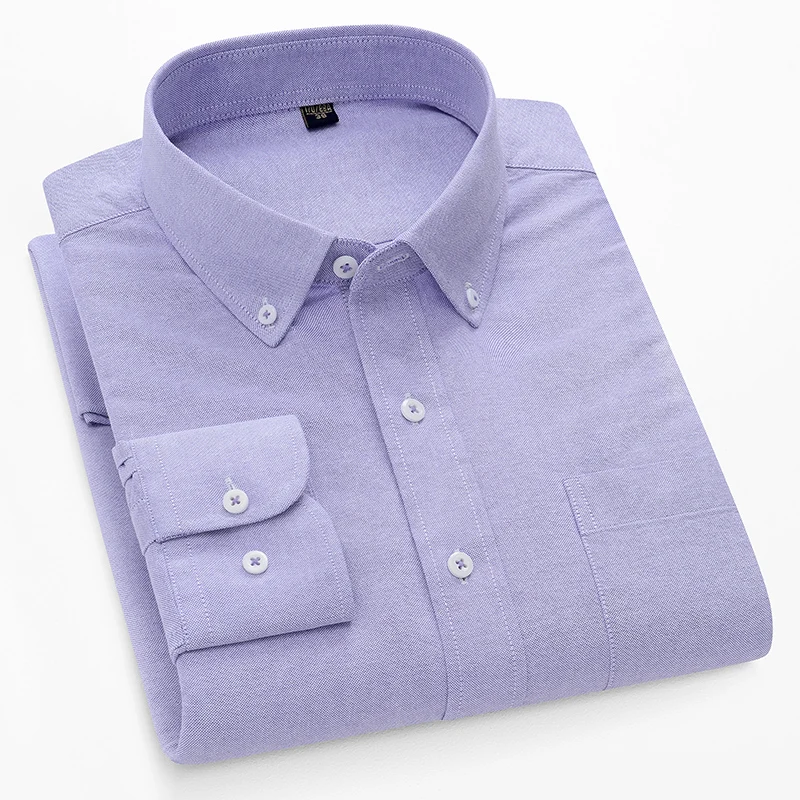 メンズ用、100％コットンオックスフォード生地の長袖シャツ。 - Oxford Cotton Casual Shirt Business のレビューと価格