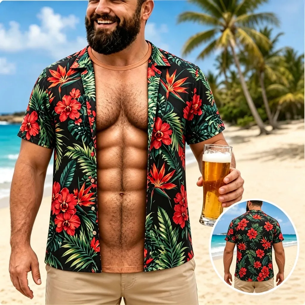 新作メンズ ハワイアンシャツ 半袖 ラペルボタンダウン トロ - Vintage Hawaiian Floral Shirt のレビューと価格