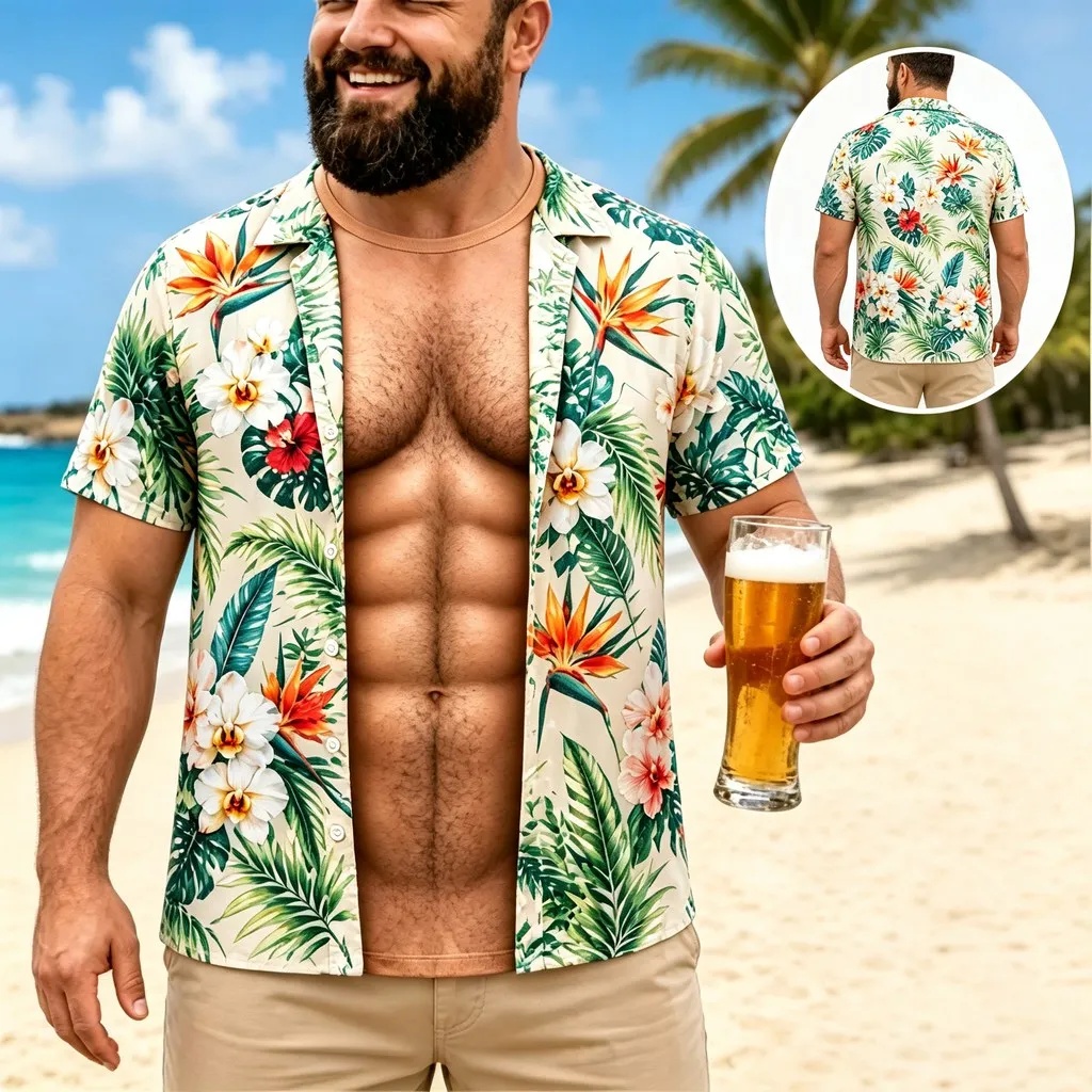 新作メンズ ハワイアンシャツ 半袖 ラペルボタンダウン トロ - Vintage Hawaiian Floral Shirt のレビューと価格