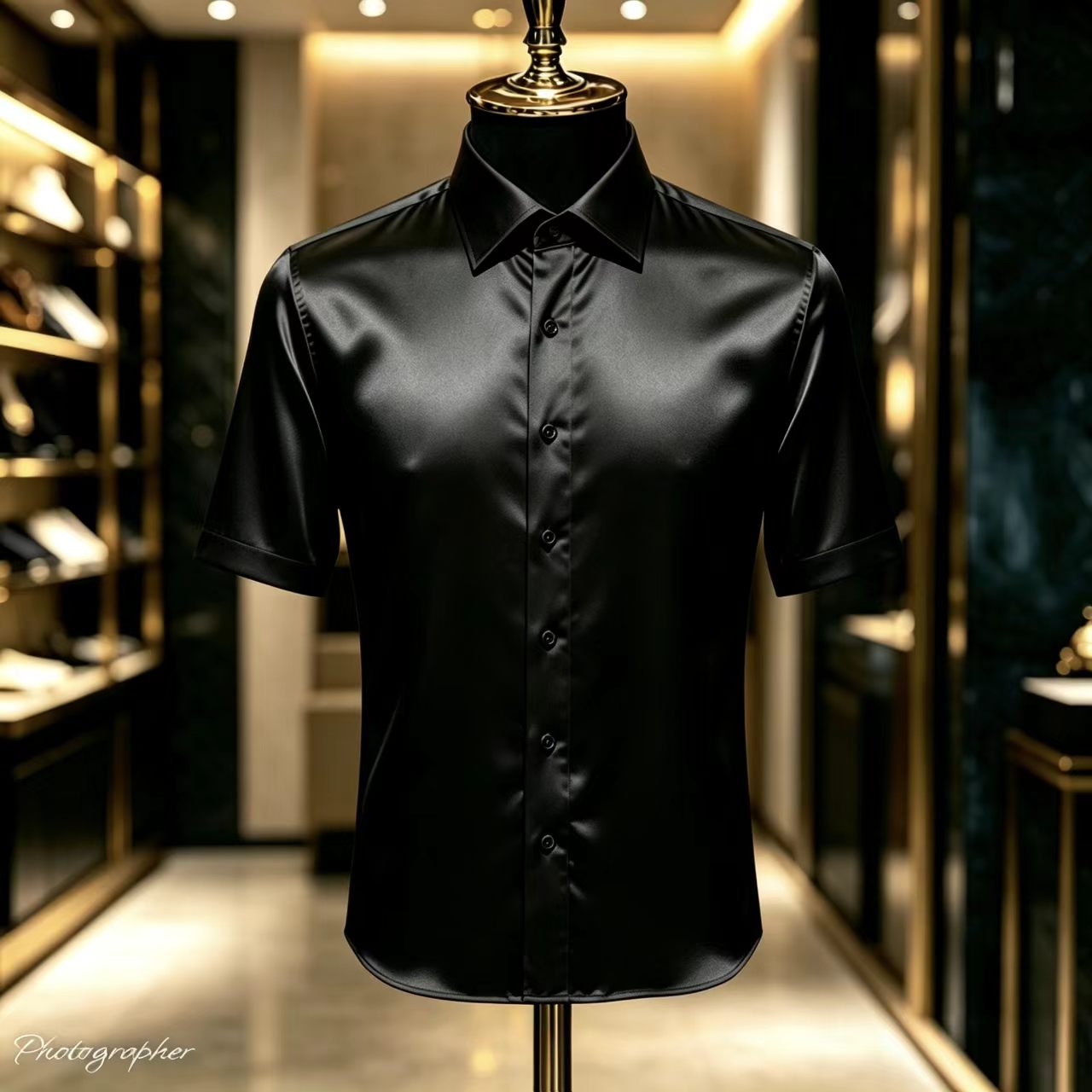 Men's Solid Color Satin Short- - Mens Satin Silk Dress Shirt のレビューと価格