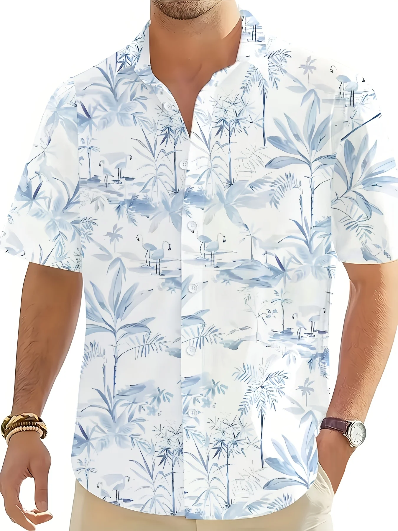 メンズ マルチスタイル ライトブルー アロハ ハワイアンシャ - Vintage Hawaiian Floral Shirt のレビューと価格