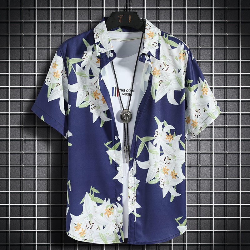 ハワイアンビーチシャツ メンズ半袖カジュアルシャツ 海辺の休 - Vintage Hawaiian Floral Shirt のレビューと価格