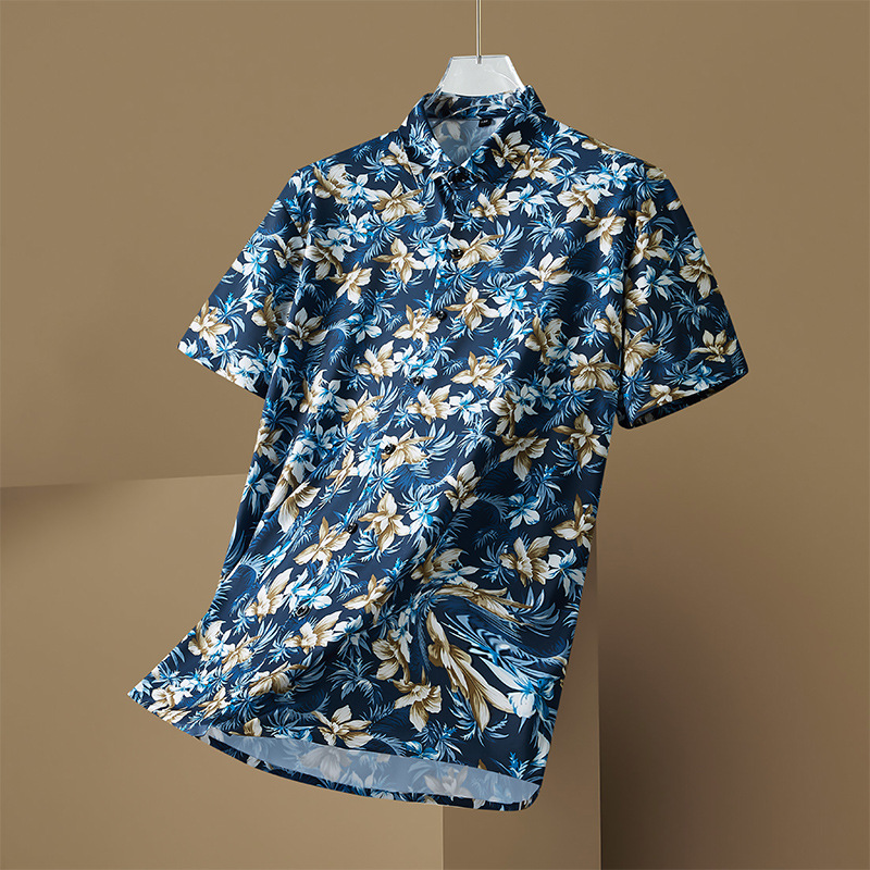 メンズフローラル半袖ビーチシャツ,ルーズフィット,カジュアル - Vintage Hawaiian Floral Shirt のレビューと価格