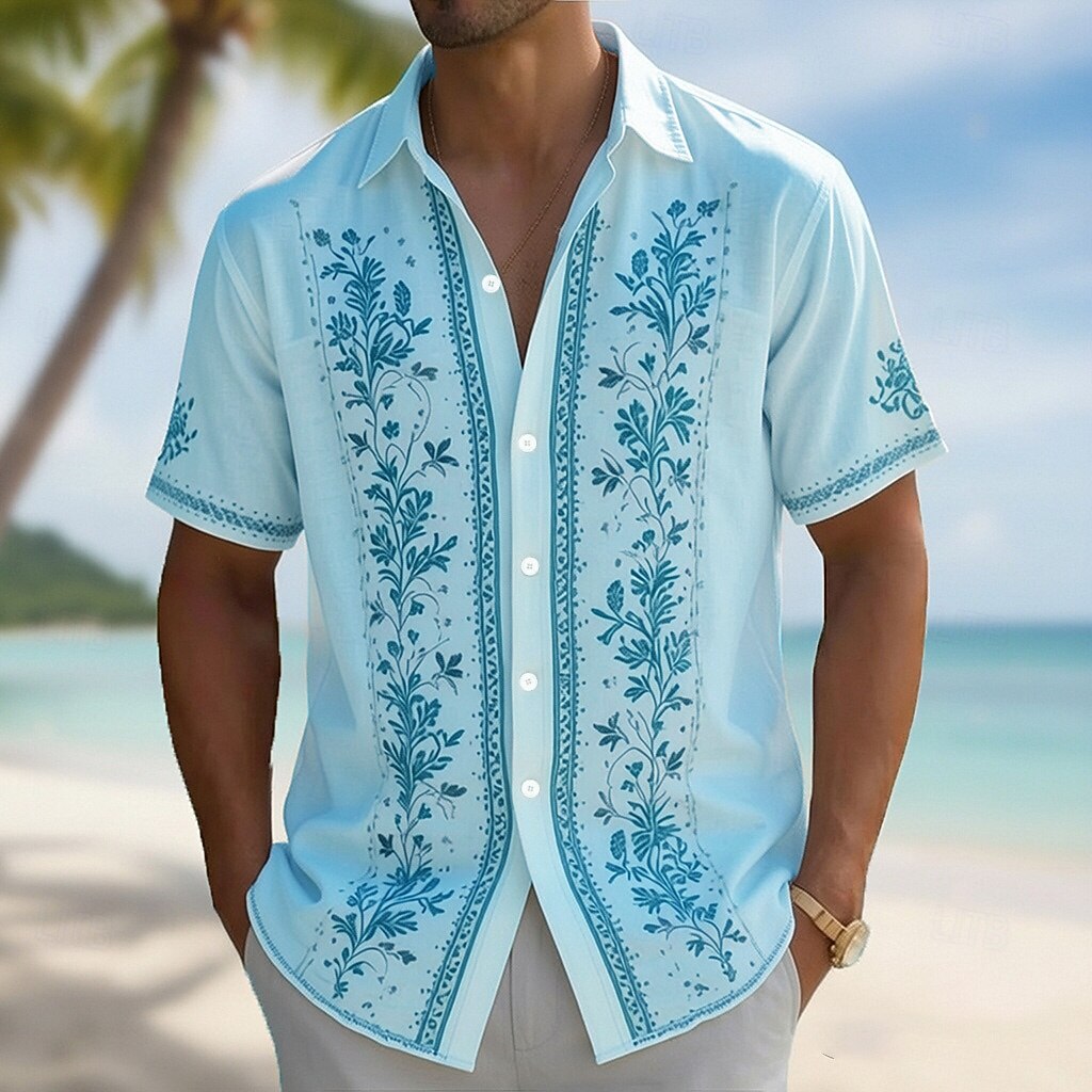 メンズ ターンダウンカラー 3Dプリント ハワイアンシャツ、 - Vintage Hawaiian Floral Shirt のレビューと価格