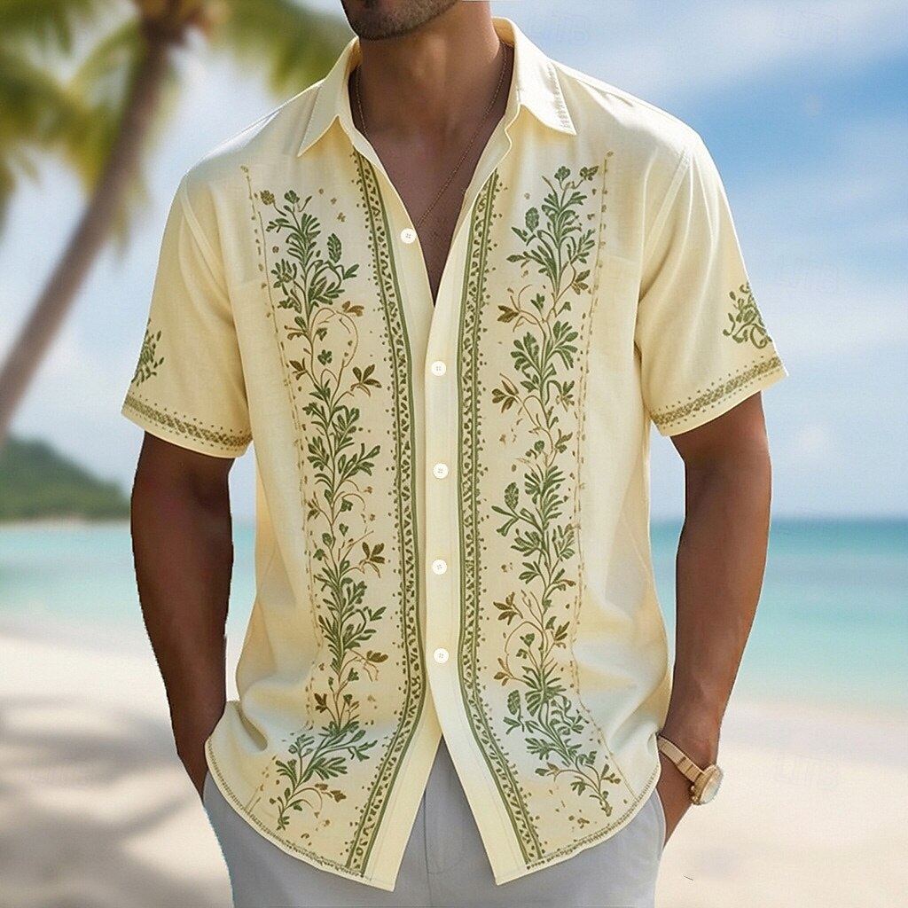 メンズ ターンダウンカラー 3Dプリント ハワイアンシャツ、 - Vintage Hawaiian Floral Shirt のレビューと価格