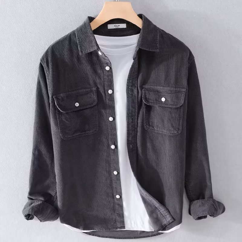 メンズ コーデュロイシャツ、無地、長袖、カジュアル、ボタンダ - Corduroy Button Up Shirt Men のレビューと価格